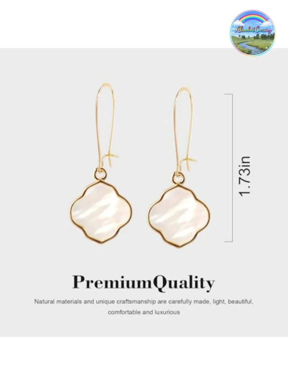 14K Gold Plated Drop Dangle Earrings Natural Shell Pearl Women's Handmade